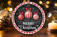Merry Christmas Red Plaid Ornaments Ornament Product Image 2