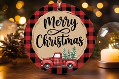 Merry Christmas Red Truck Plaid Ornament Product Image 2