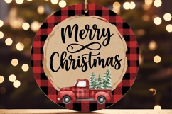 Merry Christmas Red Truck Plaid Ornament Product Image 3