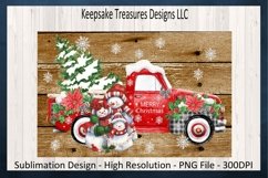 Merry Christmas Red Vintage Truck Doormat Design Product Image 1