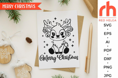 merry christmas svg, christmas deer dxf, reindeer baubles svg, christmas scene svg, christmas template, xmas window decor, winter theme svg, cute baby deer svg, christmas decal svg, christmas ornament svg, xmas decoration svg, holiday design vector