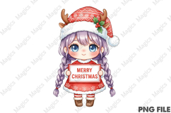 Merry Christmas Reindeer Girl PNG Product Image 1