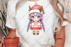 Merry Christmas Reindeer Girl PNG Product Image 2