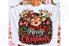 Merry Christmas Reindeer PNG | Cute Christmas Lights & Plaid Product Image 1