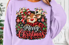Merry Christmas Reindeer PNG | Cute Christmas Lights & Plaid Product Image 5