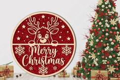 Merry Christmas Reindeer Round SVG Product Image 2
