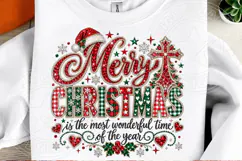 Merry Christmas Rhinestone Sparkling Plaid Holiday Bling PNG Product Image 2