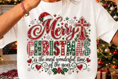 Merry Christmas Rhinestone Sparkling Plaid Holiday Bling PNG Product Image 3