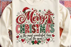 Merry Christmas Rhinestone Sparkling Plaid Holiday Bling PNG Product Image 4