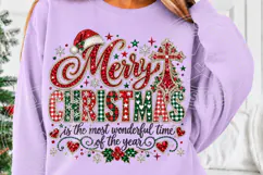 Merry Christmas Rhinestone Sparkling Plaid Holiday Bling PNG Product Image 5