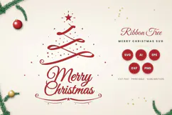Merry Christmas Ribbon Tree SVG Product Image 1