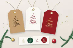 Merry Christmas Ribbon Tree SVG Product Image 2