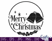 Merry Christmas Bells Christmas Round Sign Svg Product Image 2