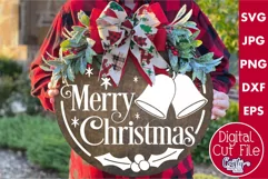 Merry Christmas Bells Christmas Round Sign Svg Product Image 1