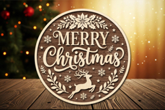 Merry Christmas Round Laser Cut SVG Product Image 1