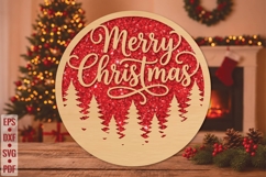 Merry Christmas Round Laser Cut SVG Product Image 1