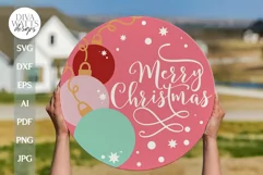 Merry Christmas SVG Christmas Door Hanger svg Winter Sign Product Image 1