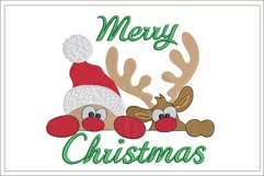 Merry Christmas Santa and Rudolph embroidery design Product Image 1