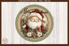 Merry Christmas Santa Round Door Sign PNG Holiday Decor Product Image 2