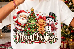 Merry Christmas Santa Gingerbread Snowman PNG Product Image 3