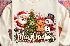 Merry Christmas Santa Gingerbread Snowman PNG Product Image 4