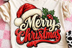 Merry Christmas Santa Hat Vintage Distressed Holiday Typogra Product Image 1