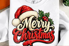 Merry Christmas Santa Hat Vintage Distressed Holiday Typogra Product Image 2