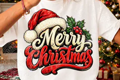 Merry Christmas Santa Hat Vintage Distressed Holiday Typogra Product Image 3