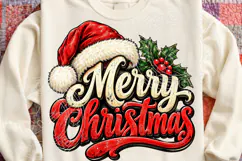 Merry Christmas Santa Hat Vintage Distressed Holiday Typogra Product Image 4