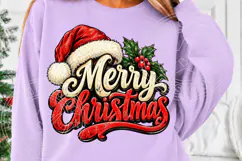 Merry Christmas Santa Hat Vintage Distressed Holiday Typogra Product Image 5