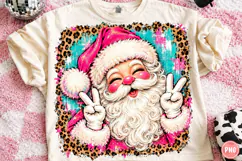Pink Santa Christmas PNG | Groovy Leopard Print Sublimation Product Image 1