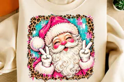 Pink Santa Christmas PNG | Groovy Leopard Print Sublimation Product Image 2
