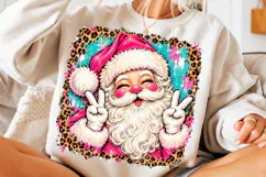 Pink Santa Christmas PNG | Groovy Leopard Print Sublimation Product Image 3