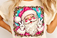 Pink Santa Christmas PNG | Groovy Leopard Print Sublimation Product Image 4
