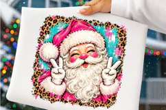 Pink Santa Christmas PNG | Groovy Leopard Print Sublimation Product Image 5
