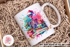 Merry Christmas Skeleton Mug Wrap For 11 oz and 15 oz, 3d Mug, Christmas Png