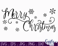 Merry Christmas Script Snowflakes Farmhouse Sign Svg Product Image 2