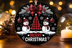 Merry Christmas Snowman Duo Plaid Ornament Product Image 2