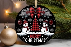 Merry Christmas Snowman Duo Plaid Ornament Product Image 3