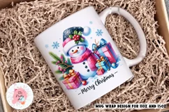 Merry Christmas Snowman Mug Wrap For 11 oz and 15 oz, 3d Mug, Christmas Png