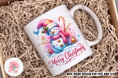 Merry Christmas Snowman Mug Wrap For 11 oz and 15 oz, 3d Mug, Christmas Png