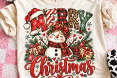 Merry Christmas Snowman Cute Vintage Holiday Sublimation PNG Product Image 1