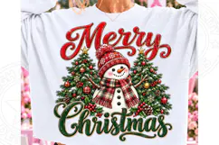 Merry Christmas Snowman PNG Design, Red Knit Hat and Buffalo Product Image 1