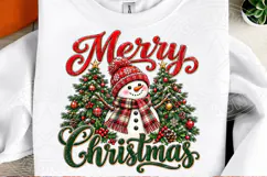 Merry Christmas Snowman PNG Design, Red Knit Hat and Buffalo Product Image 2