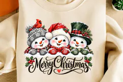 Merry Christmas Snowman Trio PNG | Cozy Vintage Christmas Product Image 2