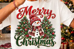 Merry Christmas Snowman PNG Design, Red Knit Hat and Buffalo Product Image 3