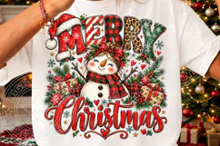 Merry Christmas Snowman Cute Vintage Holiday Sublimation PNG Product Image 3