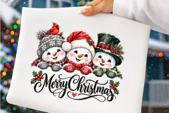 Merry Christmas Snowman Trio PNG | Cozy Vintage Christmas Product Image 3