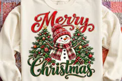 Merry Christmas Snowman PNG Design, Red Knit Hat and Buffalo Product Image 4