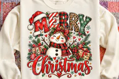 Merry Christmas Snowman Cute Vintage Holiday Sublimation PNG Product Image 4